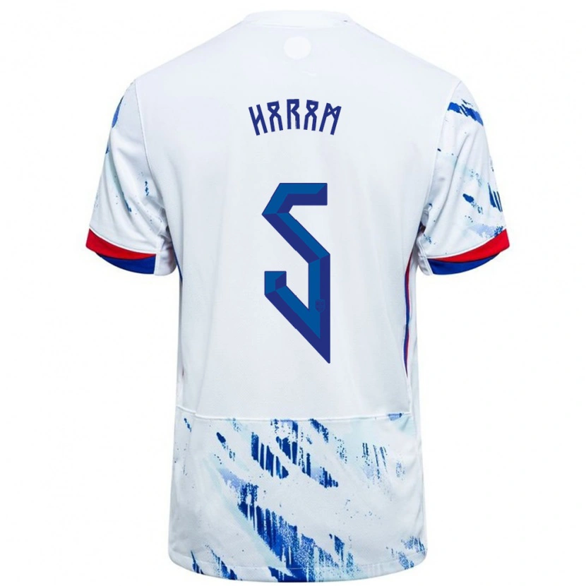 Danxen Barn Norge Simen Haram #5 Vit Blå Bortatröja Matchtröjor 24-26 Tröjor T-Tröja