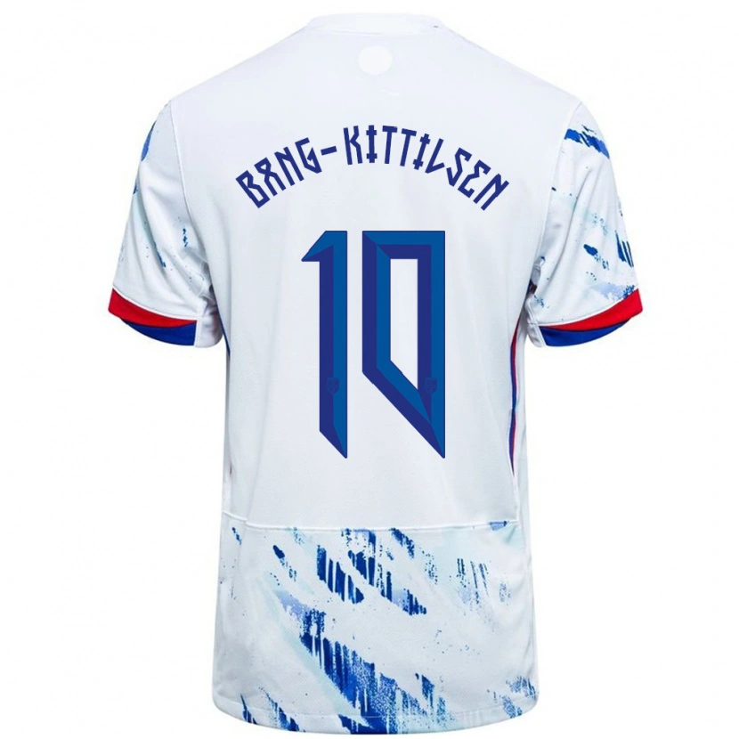 Danxen Barn Norge Bork Bang-Kittilsen #10 Vit Blå Bortatröja Matchtröjor 24-26 Tröjor T-Tröja