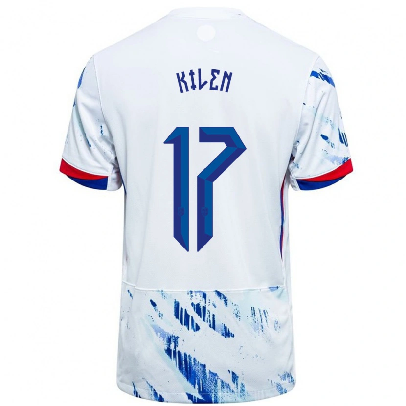 Danxen Barn Norge Sander Kilen #17 Vit Blå Bortatröja Matchtröjor 24-26 Tröjor T-Tröja