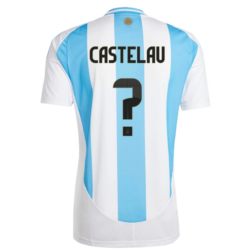 Danxen Män Argentina Alber Castelau #0 Vit Blå Hemmatröja Matchtröjor 24-26 Tröjor T-Tröja