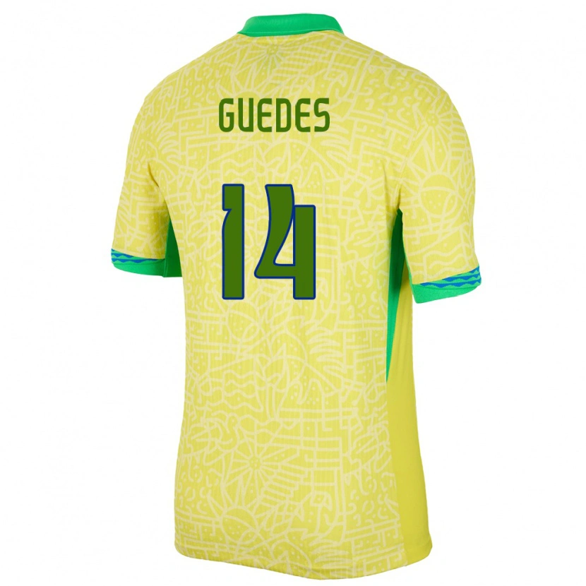 Danxen Män Brasilien Luis Guedes #14 Gul Hemmatröja Matchtröjor 24-26 Tröjor T-Tröja