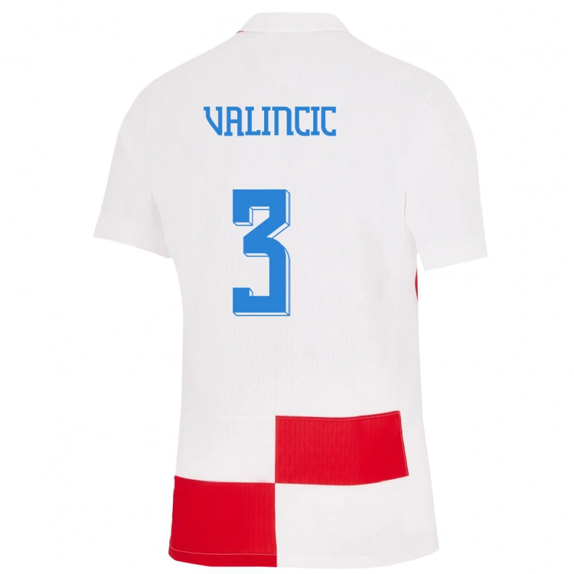 Danxen Män Kroatien Moris Valincic #3 Vit Röd Hemmatröja Matchtröjor 24-26 Tröjor T-Tröja