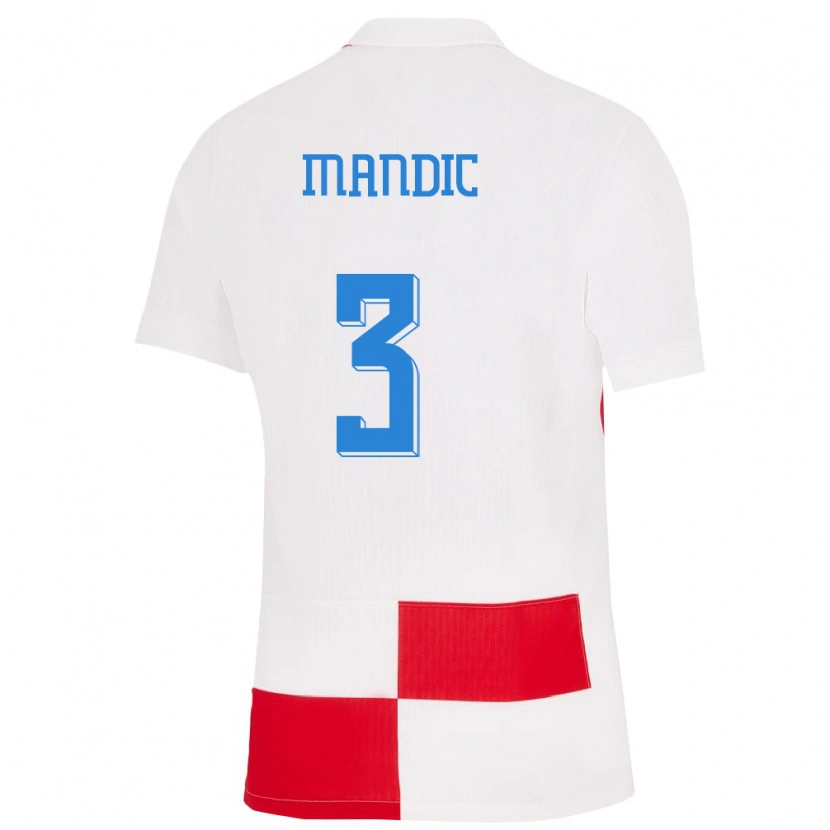Danxen Män Kroatien Kristian Mandic #3 Vit Röd Hemmatröja Matchtröjor 24-26 Tröjor T-Tröja