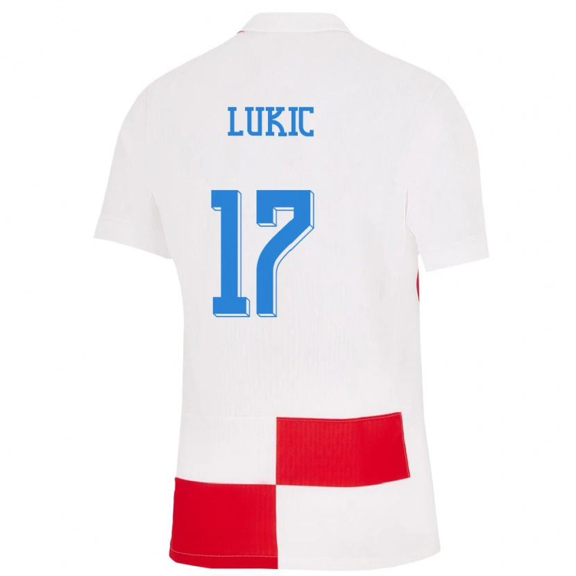 Danxen Män Kroatien Oliver Lukic #17 Vit Röd Hemmatröja Matchtröjor 24-26 Tröjor T-Tröja