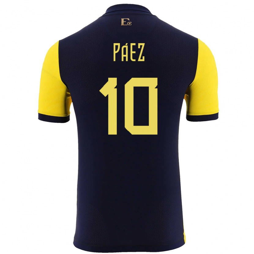 Danxen Män Ecuador Kendry Páez #10 Gul Hemmatröja Matchtröjor 24-26 Tröjor T-Tröja