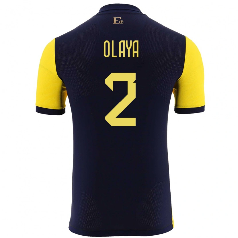 Danxen Män Ecuador Virgilio Olaya #2 Gul Hemmatröja Matchtröjor 24-26 Tröjor T-Tröja