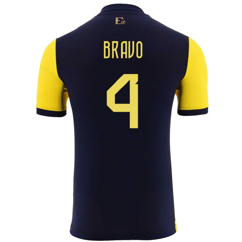 Danxen Män Ecuador Jhon Bravo #4 Gul Hemmatröja Matchtröjor 24-26 Tröjor T-Tröja