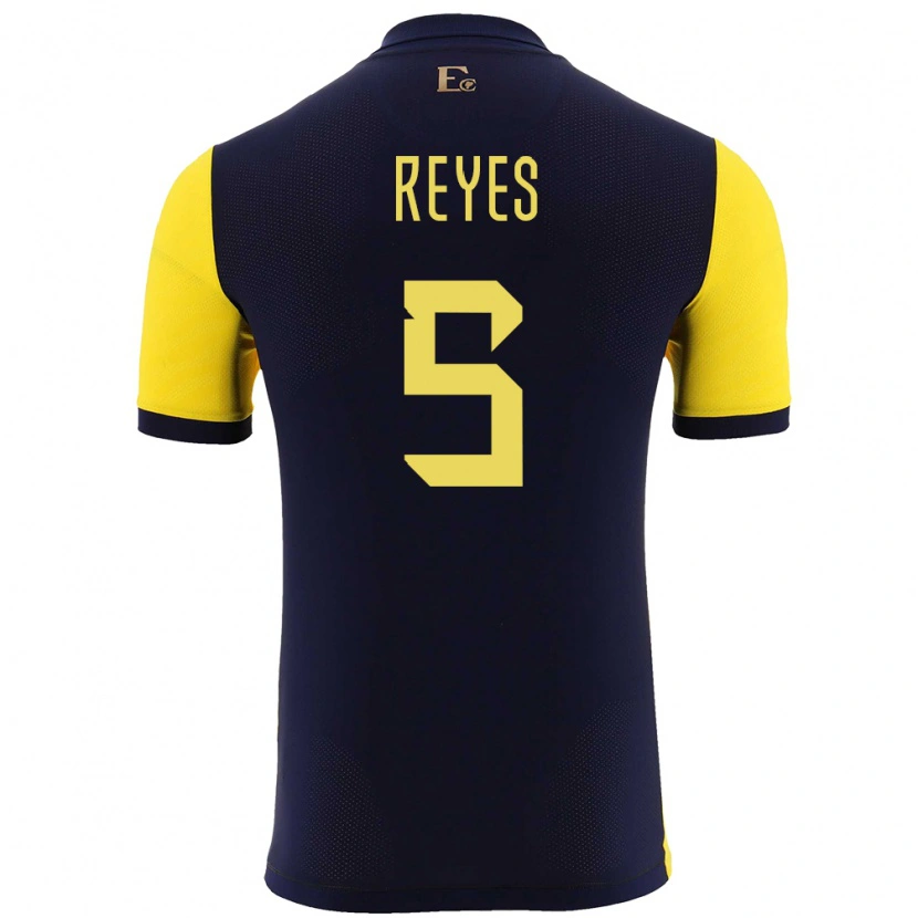 Danxen Män Ecuador Jairo Reyes #5 Gul Hemmatröja Matchtröjor 24-26 Tröjor T-Tröja