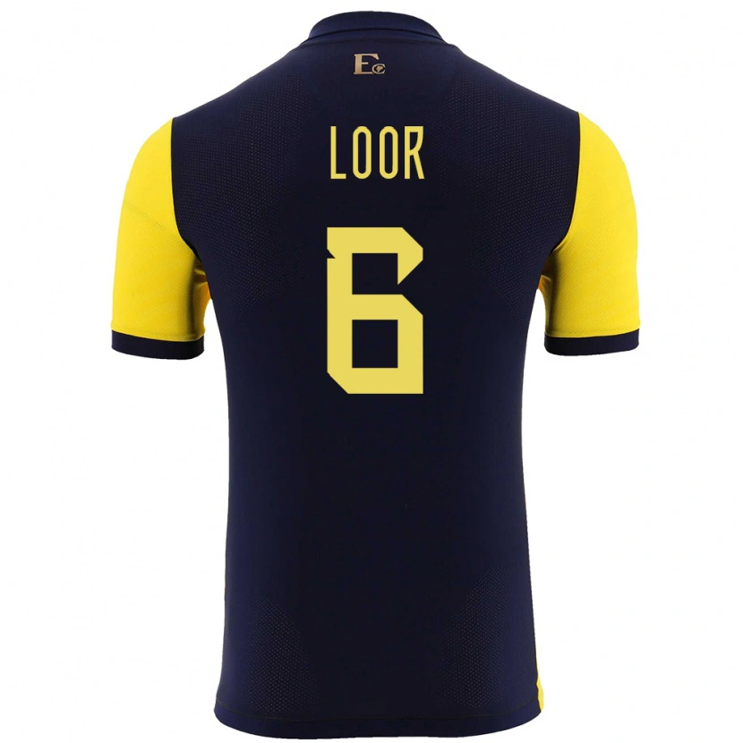 Danxen Män Ecuador Layan Loor #6 Gul Hemmatröja Matchtröjor 24-26 Tröjor T-Tröja