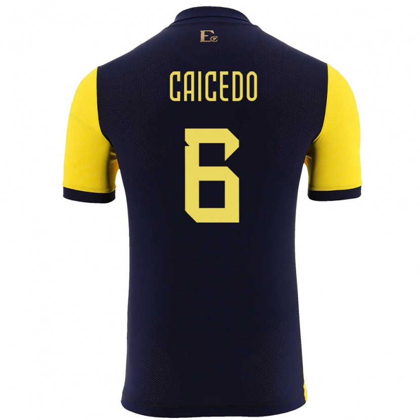 Danxen Män Ecuador Fricio Caicedo #6 Gul Hemmatröja Matchtröjor 24-26 Tröjor T-Tröja