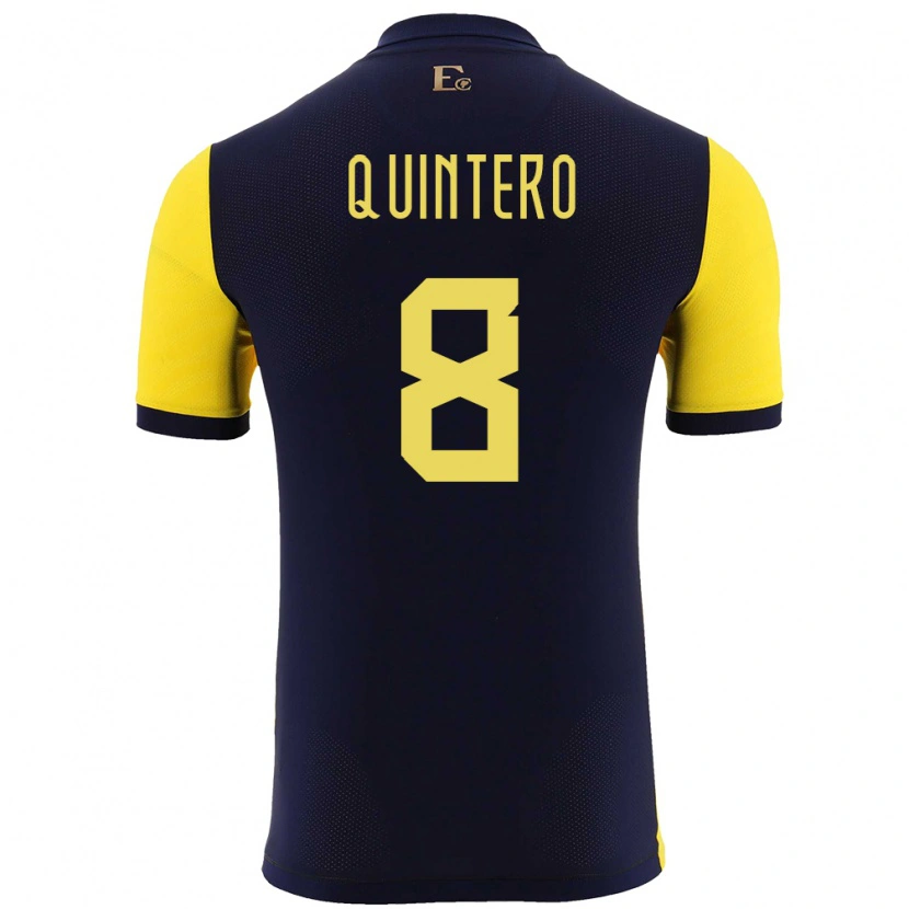 Danxen Män Ecuador Hólger Quintero #8 Gul Hemmatröja Matchtröjor 24-26 Tröjor T-Tröja