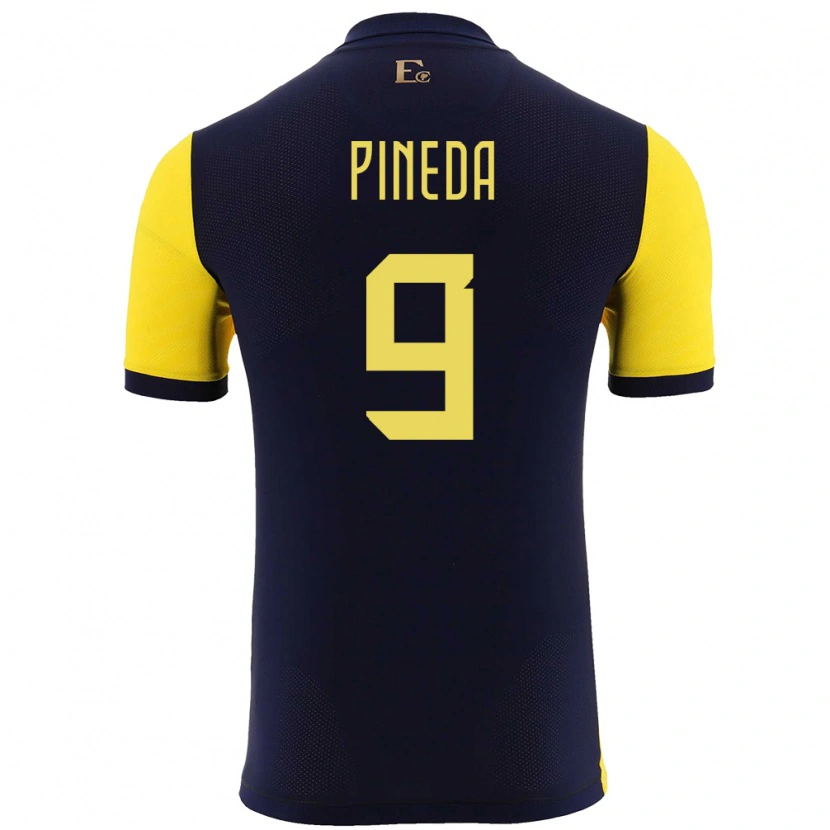 Danxen Män Ecuador Kevin Pineda #9 Gul Hemmatröja Matchtröjor 24-26 Tröjor T-Tröja