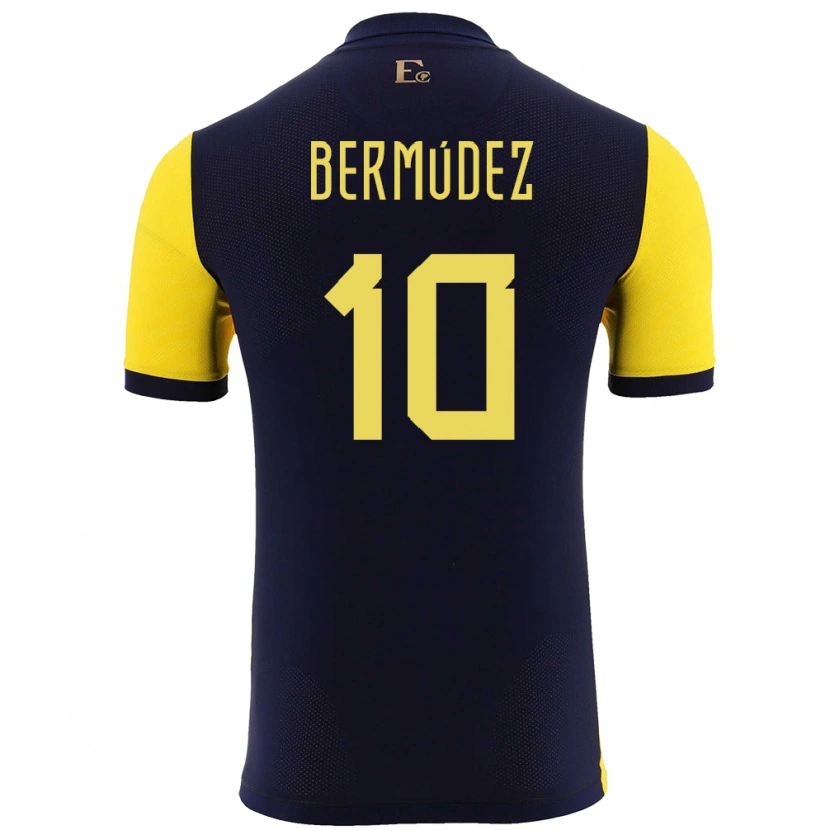 Danxen Män Ecuador Michael Bermúdez #10 Gul Hemmatröja Matchtröjor 24-26 Tröjor T-Tröja