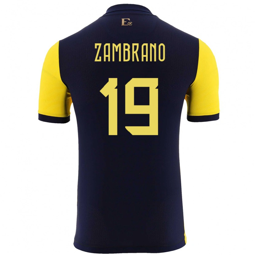 Danxen Män Ecuador Cristhoper Zambrano #19 Gul Hemmatröja Matchtröjor 24-26 Tröjor T-Tröja