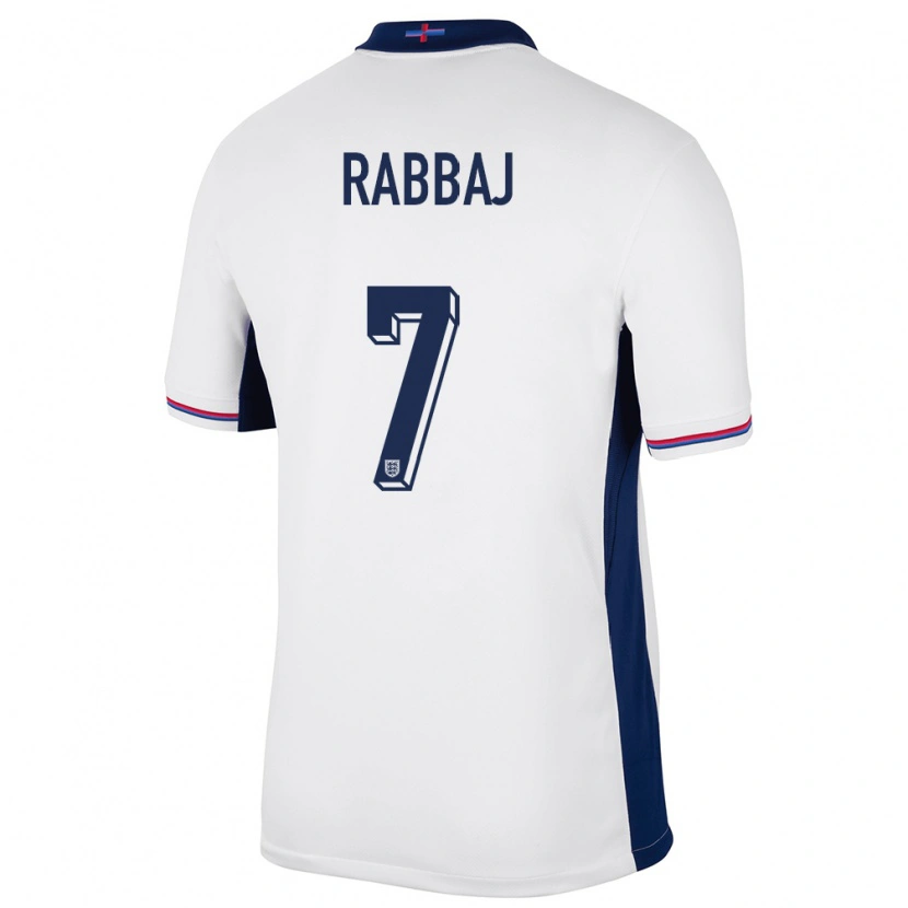 Danxen Män England Ibrahim Rabbaj #7 Vit Hemmatröja Matchtröjor 24-26 Tröjor T-Tröja