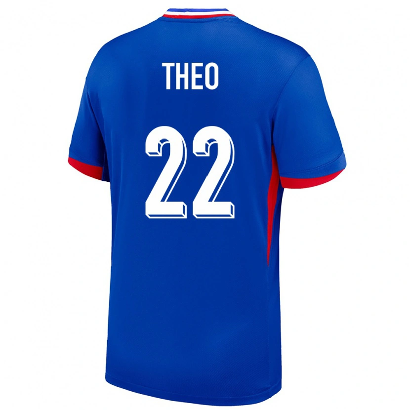 Danxen Män Frankrike Theo Hernández #22 Blå Hemmatröja Matchtröjor 24-26 Tröjor T-Tröja