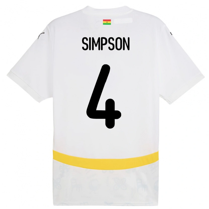 Danxen Män Ghana Razak Simpson #4 Vit Hemmatröja Matchtröjor 24-26 Tröjor T-Tröja