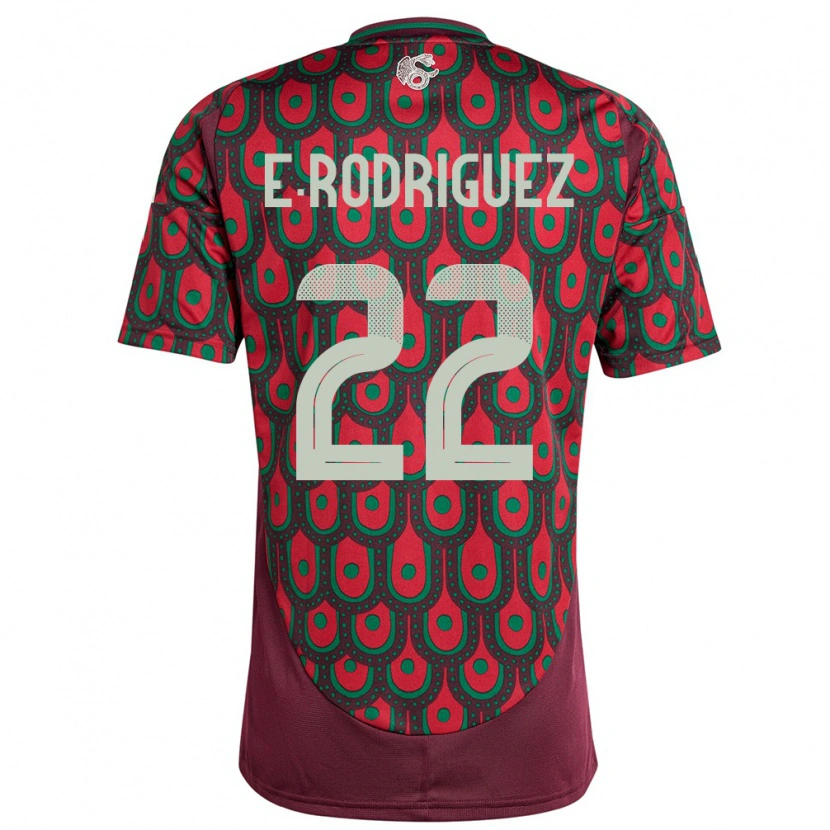 Danxen Män Mexiko Emi Rodríguez #22 Rödbrun Hemmatröja Matchtröjor 24-26 Tröjor T-Tröja