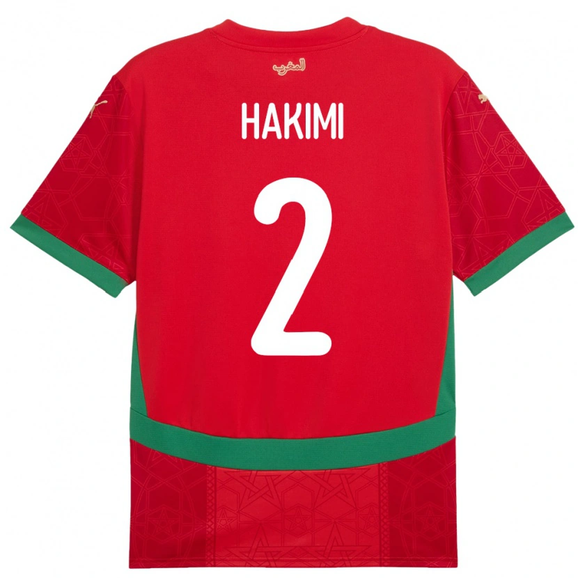 Danxen Män Marocko Achraf Hakimi #2 Röd Hemmatröja Matchtröjor 24-26 Tröjor T-Tröja