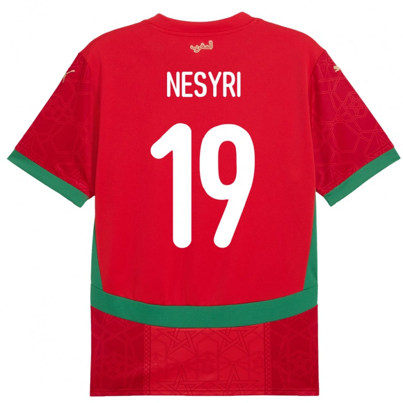 Danxen Män Marocko Youssef En-Nesyri #19 Röd Hemmatröja Matchtröjor 24-26 Tröjor T-Tröja