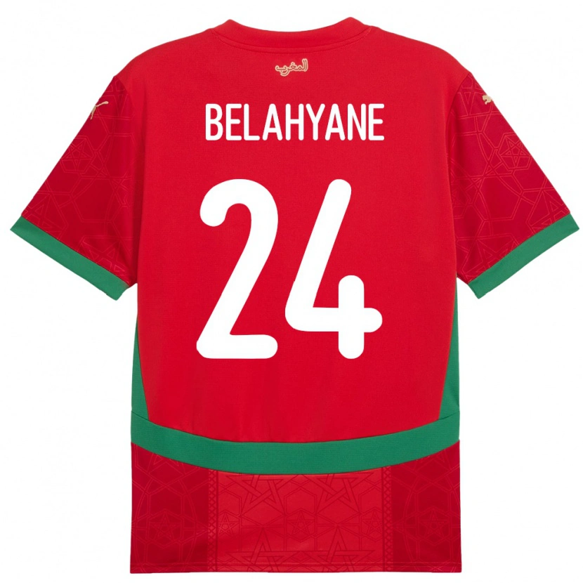 Danxen Män Marocko Reda Belahyane #24 Röd Hemmatröja Matchtröjor 24-26 Tröjor T-Tröja