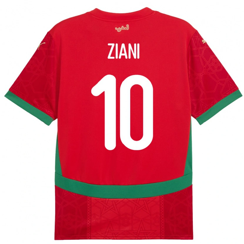 Danxen Män Marocko Ismael Ziani López #10 Röd Hemmatröja Matchtröjor 24-26 Tröjor T-Tröja