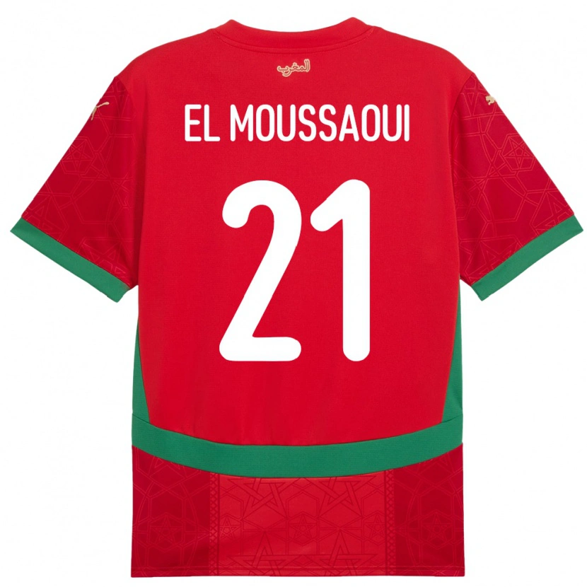 Danxen Män Marocko Tajeddine El Moussaoui #21 Röd Hemmatröja Matchtröjor 24-26 Tröjor T-Tröja