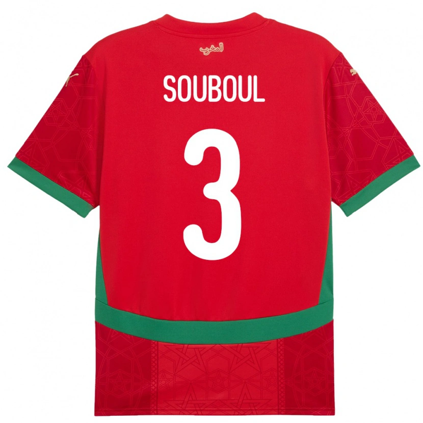 Danxen Män Marocko Mohamed Souboul #3 Röd Hemmatröja Matchtröjor 24-26 Tröjor T-Tröja