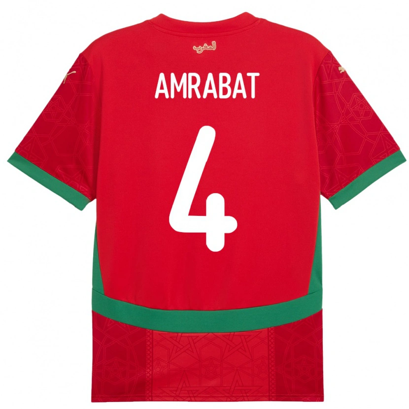 Danxen Män Marocko Soufiane Amrabat #4 Röd Hemmatröja Matchtröjor 24-26 Tröjor T-Tröja