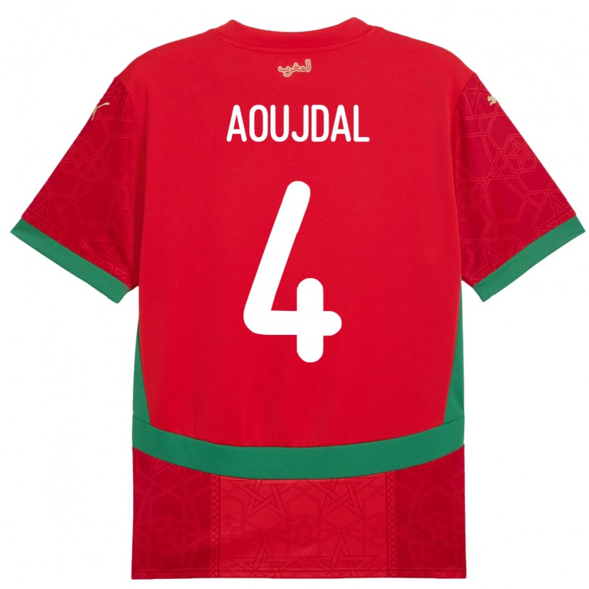 Danxen Män Marocko Youssef Aoujdal #4 Röd Hemmatröja Matchtröjor 24-26 Tröjor T-Tröja