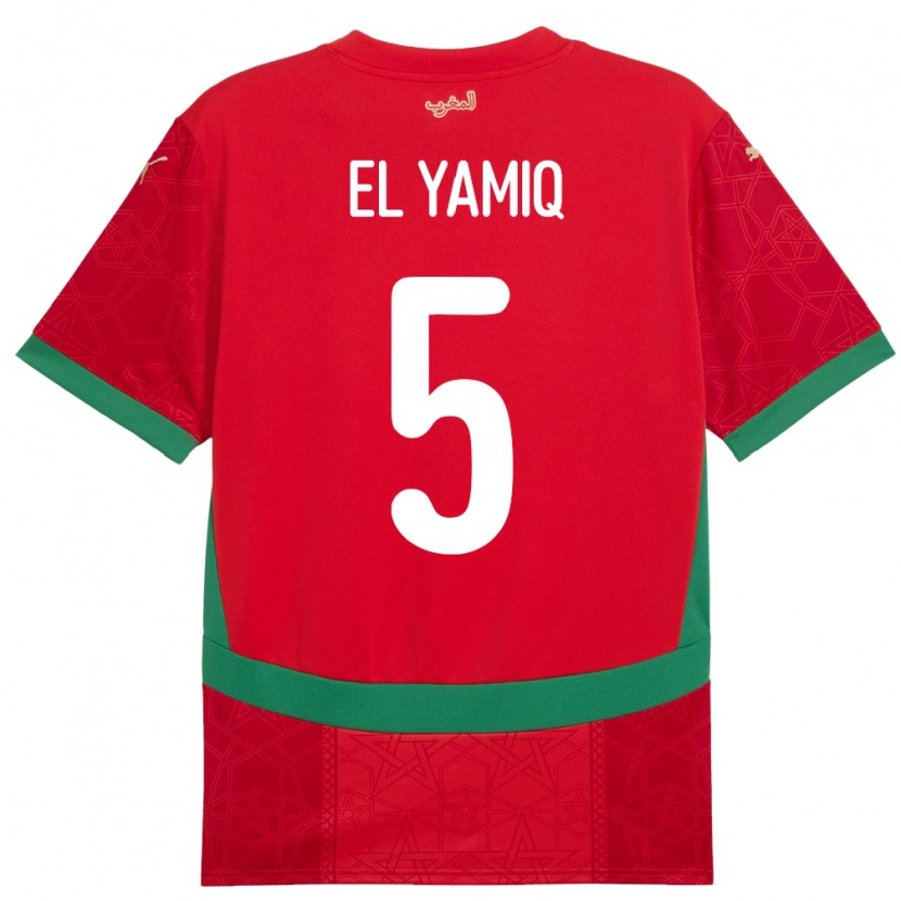 Danxen Män Marocko Jawad El Yamiq #5 Röd Hemmatröja Matchtröjor 24-26 Tröjor T-Tröja