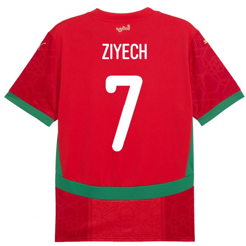 Danxen Män Marocko Hakim Ziyech #7 Röd Hemmatröja Matchtröjor 24-26 Tröjor T-Tröja