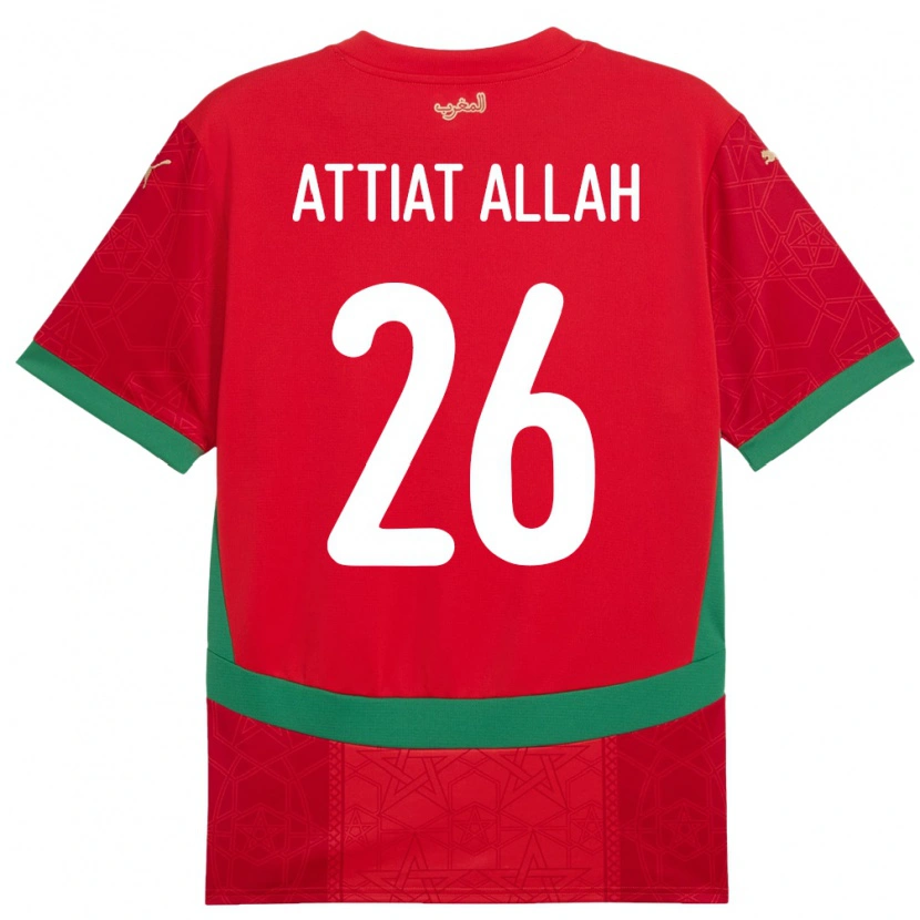 Danxen Män Marocko Yahia Attiat-Allah #26 Röd Hemmatröja Matchtröjor 24-26 Tröjor T-Tröja