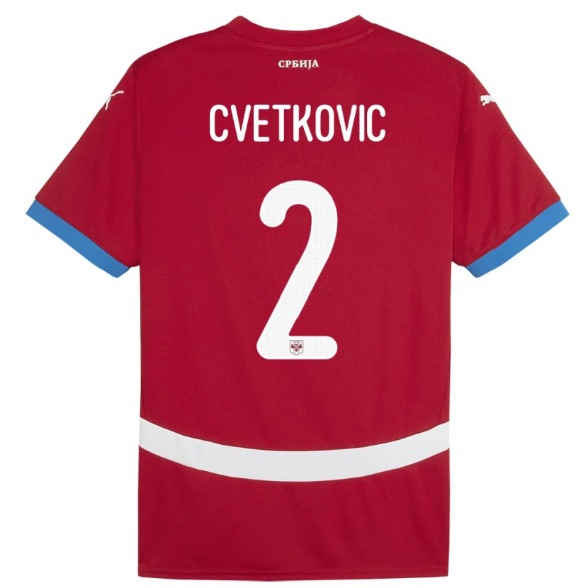 Danxen Män Serbien Djordje Cvetkovic #2 Röd Hemmatröja Matchtröjor 24-26 Tröjor T-Tröja