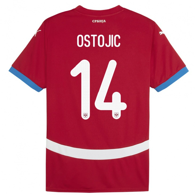 Danxen Män Serbien Jovan Ostojic #14 Röd Hemmatröja Matchtröjor 24-26 Tröjor T-Tröja