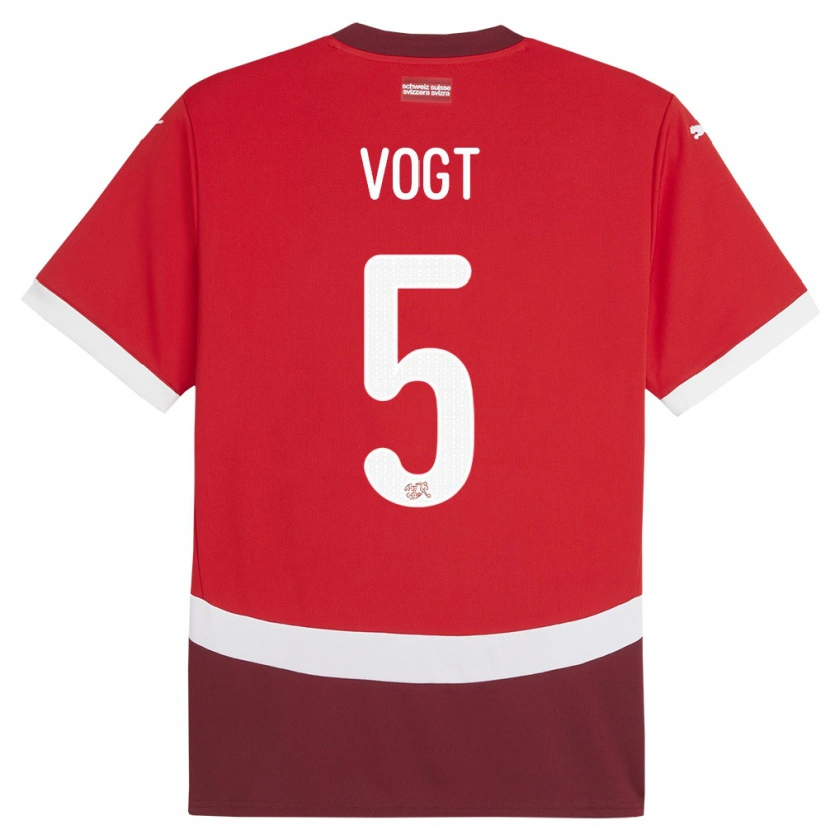 Danxen Män Schweiz Gian Vogt #5 Röd Hemmatröja Matchtröjor 24-26 Tröjor T-Tröja