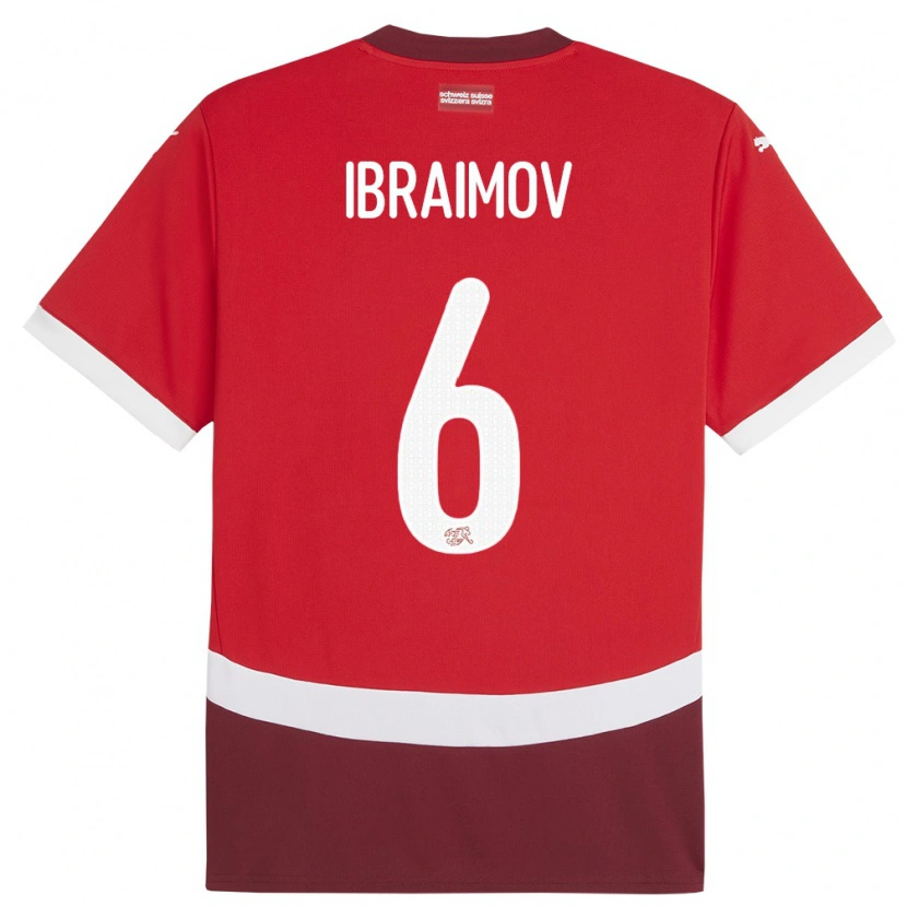 Danxen Män Schweiz Leonit Ibraimov #6 Röd Hemmatröja Matchtröjor 24-26 Tröjor T-Tröja