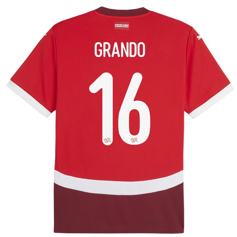 Danxen Män Schweiz Leon Grando #16 Röd Hemmatröja Matchtröjor 24-26 Tröjor T-Tröja