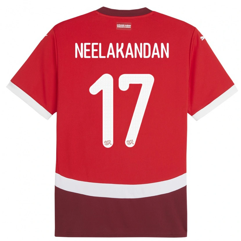 Danxen Män Schweiz Ranjan Neelakandan #17 Röd Hemmatröja Matchtröjor 24-26 Tröjor T-Tröja