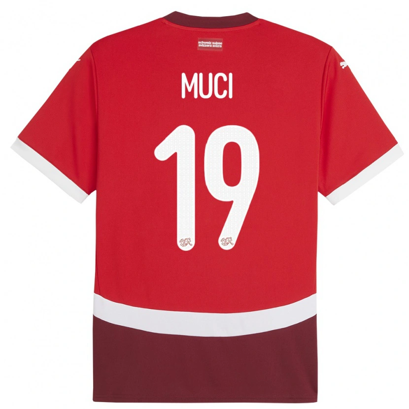 Danxen Män Schweiz Nikolas Muci #19 Röd Hemmatröja Matchtröjor 24-26 Tröjor T-Tröja