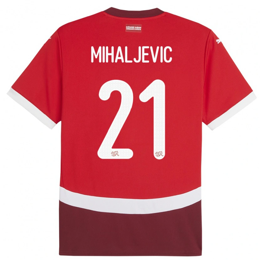 Danxen Män Schweiz Mark Mihaljevic #21 Röd Hemmatröja Matchtröjor 24-26 Tröjor T-Tröja