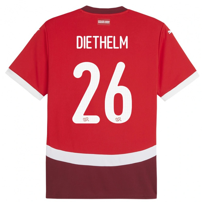Danxen Män Schweiz Thierry Diethelm #26 Röd Hemmatröja Matchtröjor 24-26 Tröjor T-Tröja