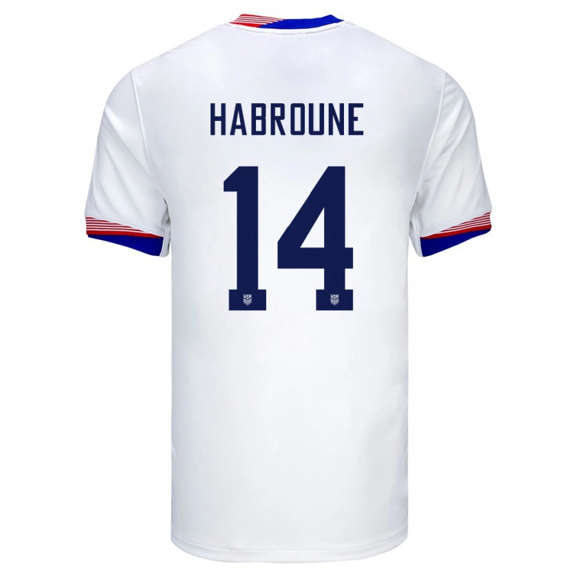 Danxen Män Usa Taha Habroune #14 Vit Hemmatröja Matchtröjor 24-26 Tröjor T-Tröja