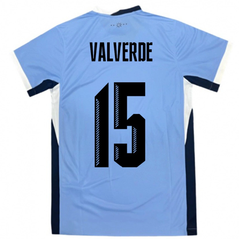 Danxen Män Uruguay Federico Valverde #15 Vit Svart Hemmatröja Matchtröjor 24-26 Tröjor T-Tröja