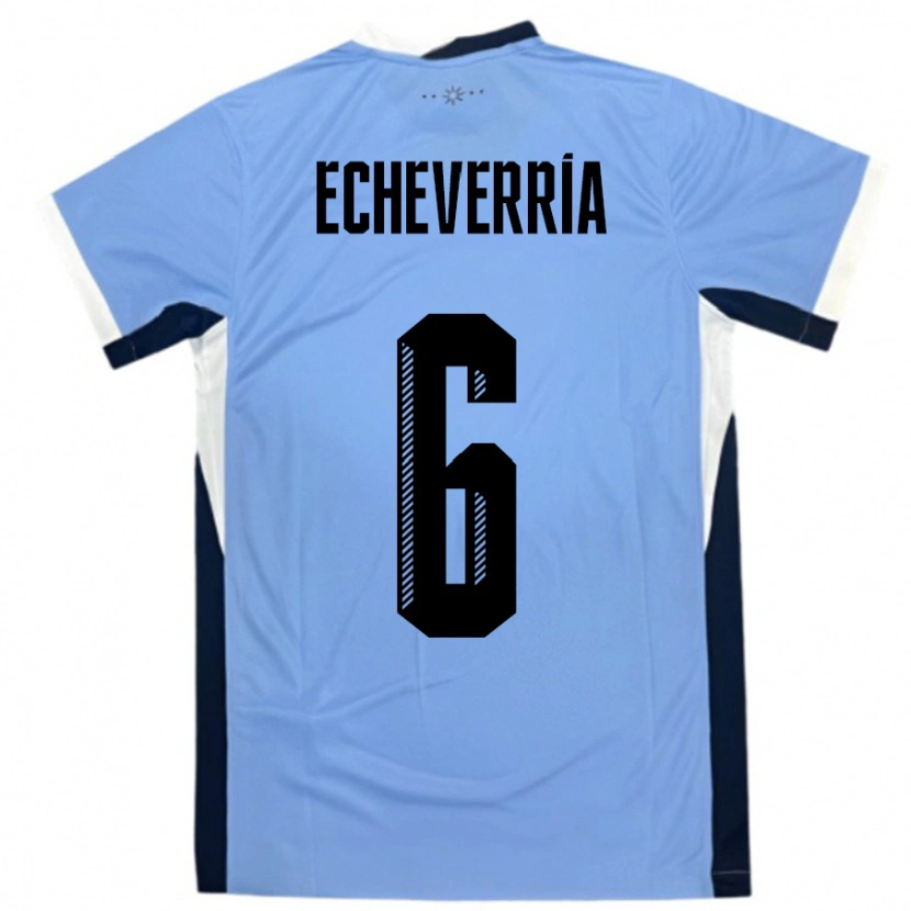 Danxen Män Uruguay Juan Echeverria #6 Vit Svart Hemmatröja Matchtröjor 24-26 Tröjor T-Tröja