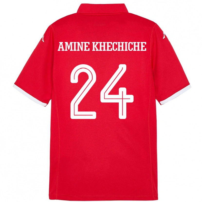 Danxen Män Tunisien Mohamed Amine Khechiche #24 Röd Hemmatröja Matchtröjor 24-26 Tröjor T-Tröja