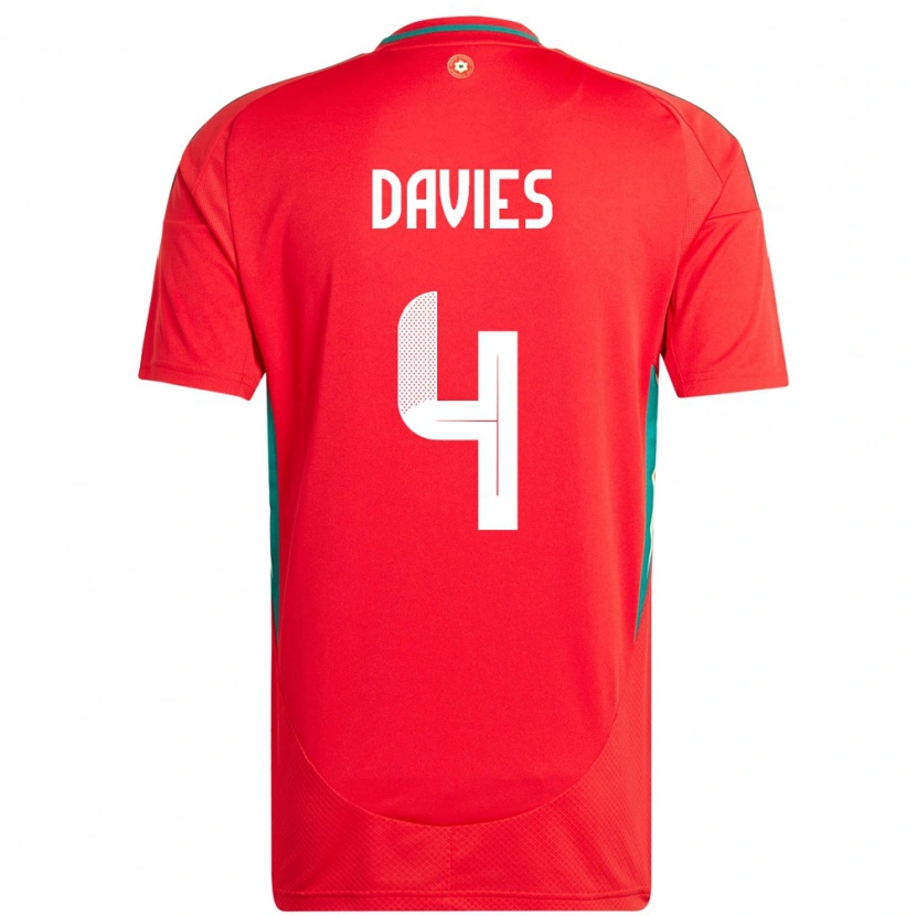Danxen Män Wales Ben Davies #4 Röd Hemmatröja Matchtröjor 24-26 Tröjor T-Tröja