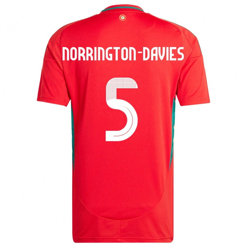 Danxen Män Wales Rhys Norrington-Davies #5 Röd Hemmatröja Matchtröjor 24-26 Tröjor T-Tröja