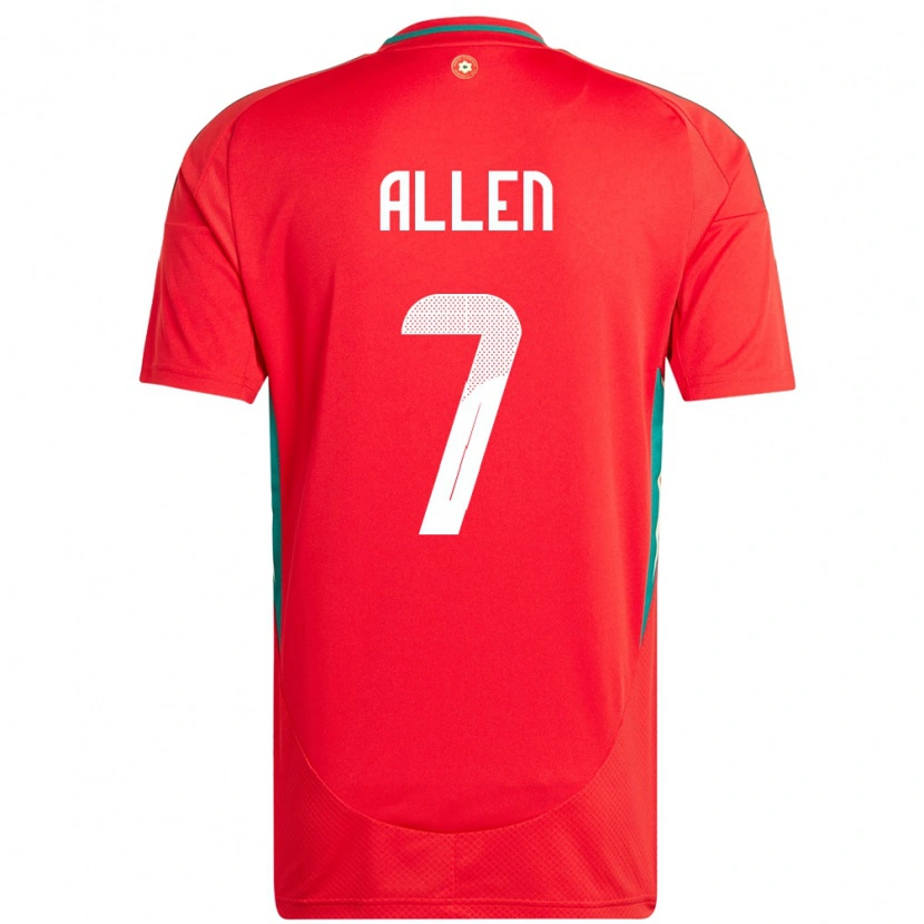Danxen Män Wales Joe Allen #7 Röd Hemmatröja Matchtröjor 24-26 Tröjor T-Tröja