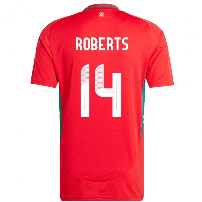 Danxen Män Wales Connor Roberts #14 Röd Hemmatröja Matchtröjor 24-26 Tröjor T-Tröja
